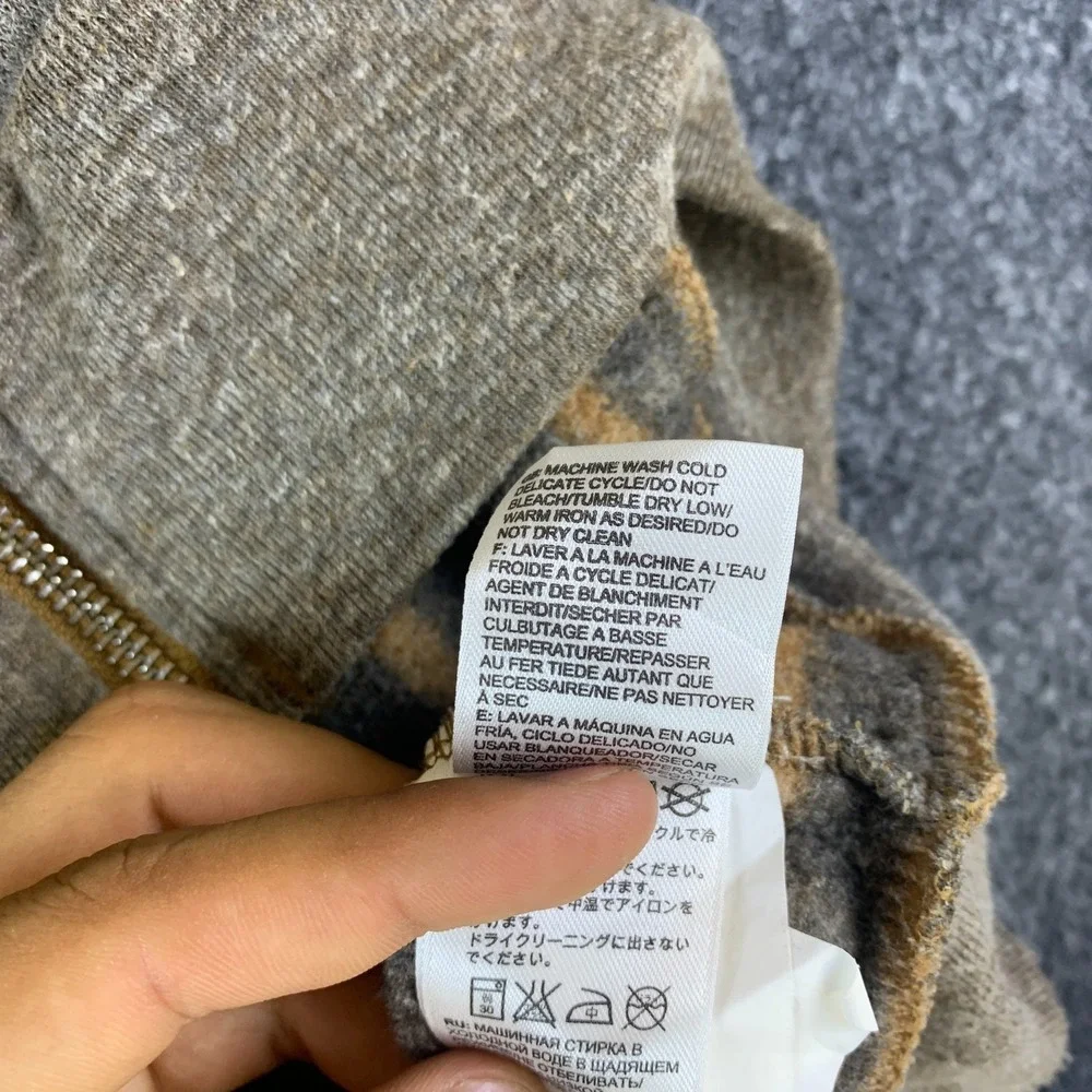 The North Face Hoodie Mens Large Gray Brown Striped Full Zip Good Outdoor Pocket